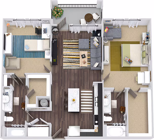 2 Beds • 50 Bath 17301 floor plan